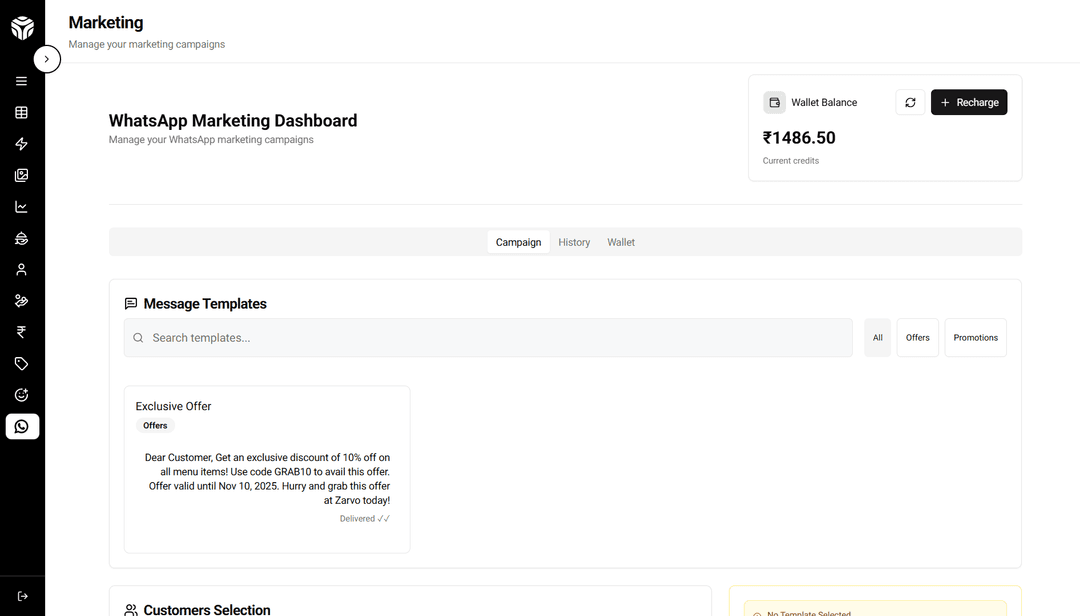 WhatsApp Marketing feature of YOYO
